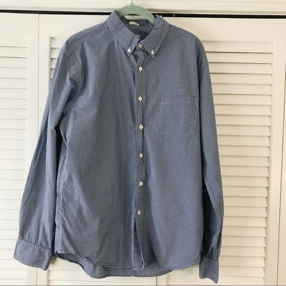 J. CREW Blue White Plaid Button Down Long Sleeve Cotton Shirt Size Large - Picture 1 of 9